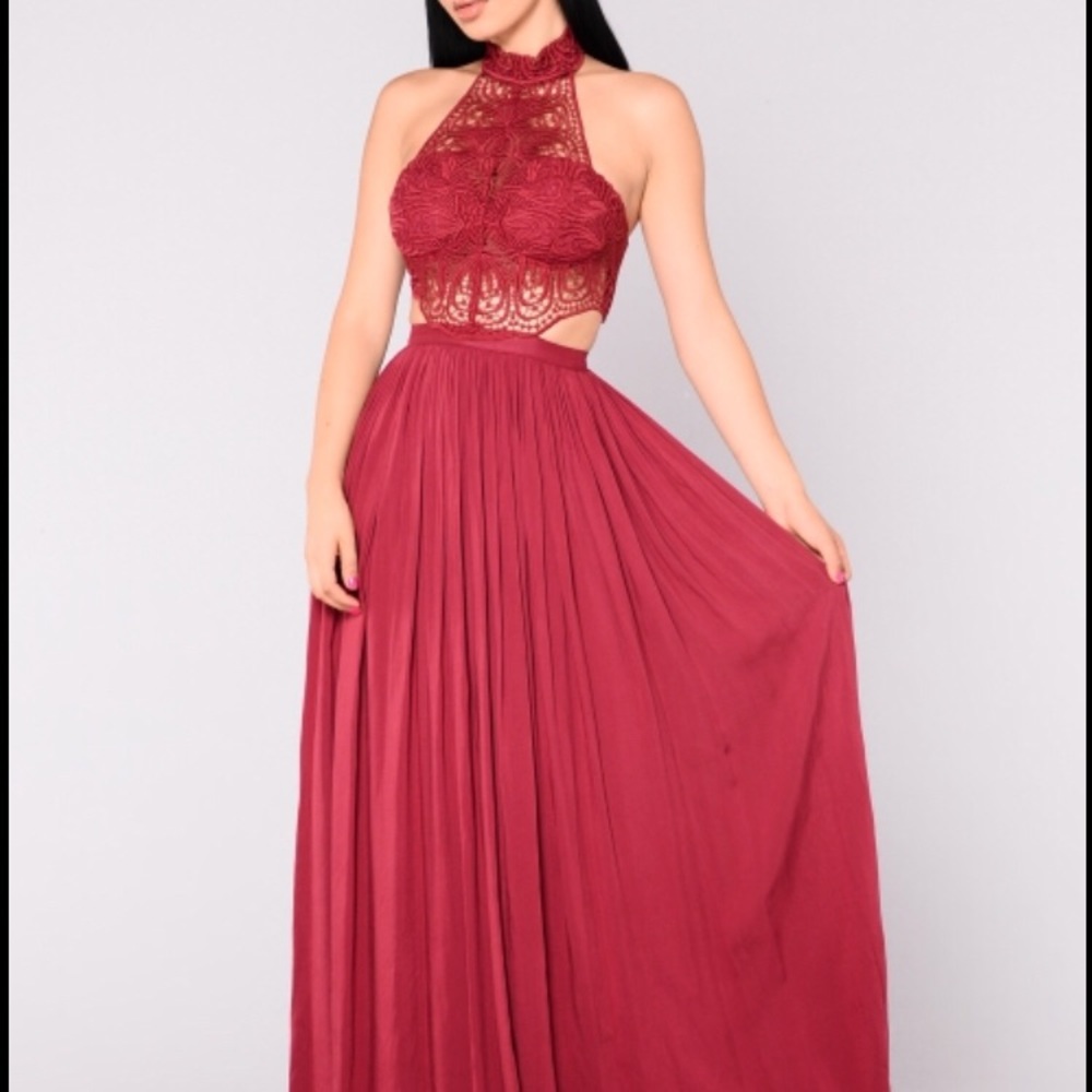 Fashion Nova Andromeda Burgandy Dresss